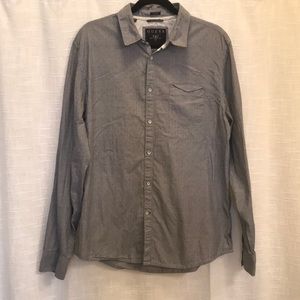 GUESS MENS TEXTURED SLIM FIT BUTTON UP L